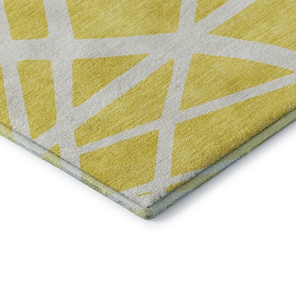 Mayfield Premium Machine Washable Abstract AMF1040 Yellow 5 ft. x 7 ft. 6 in. Area Rug
