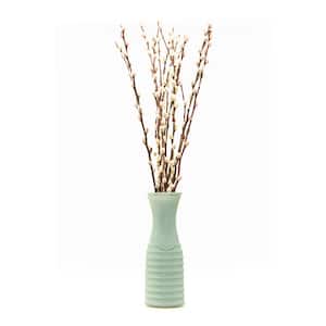 10 in. Willow Design Pussy Willow Assorted Mix Salix Caprea Plant with Green Vase
