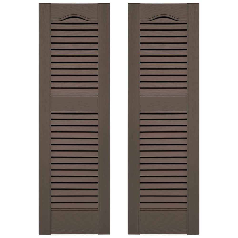 Builders Edge 12 in. W x 48 in. H Louvered Vinyl Shutters Pair in French Roast price history on PriceWatchPro