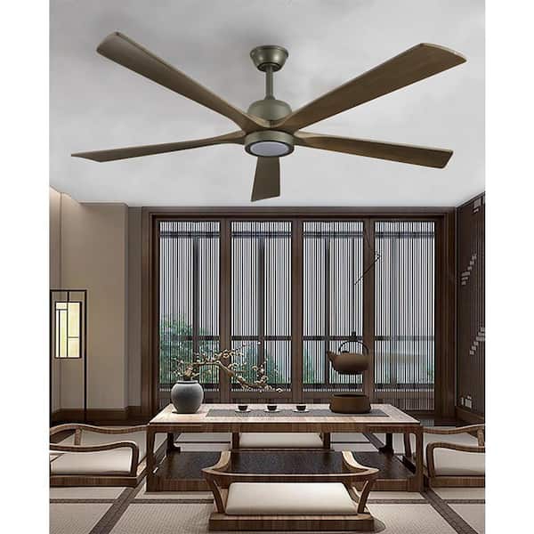 Latepis 58.8 in. Indoor Olive Green Wood Ceiling Fan with