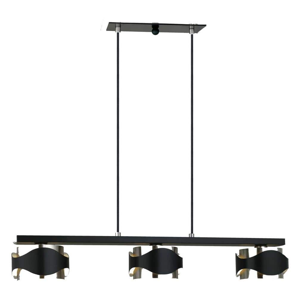 Eglo Catwalk 3-Light Chrome and Black Hanging Island Light 20108A - The ...