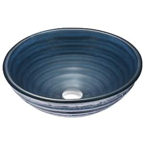 Rongomae Deco-Glass Vessel Sink in Coiled Blue