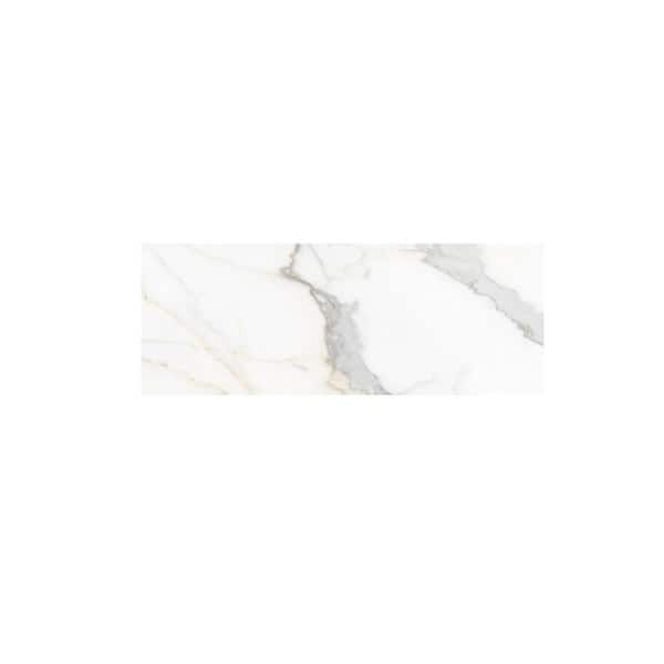 Jeffrey Court Take Home Tile Sample - Calacatta Gold/White 3 in. x 6 in. Textured Matte Subway Porcelain Wall and Floor Tile Sample