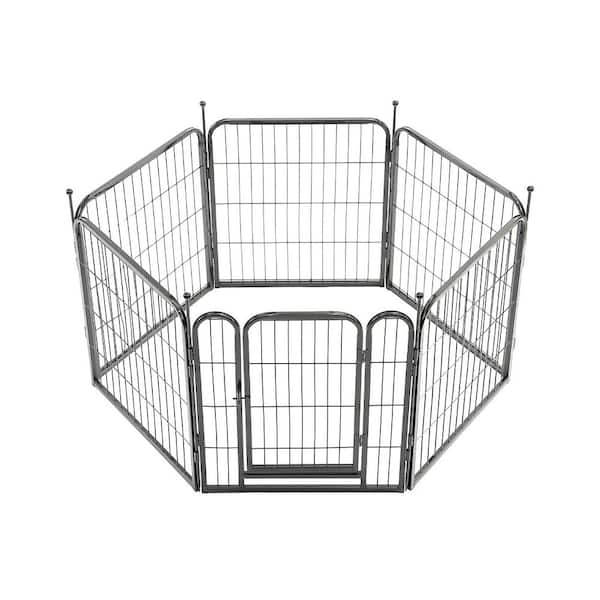 6-Panels Large Outdoor Indoor Metal Puppy Dog Fence Pet Dog Playpen with Door for Dogs, Cats or Small Animals