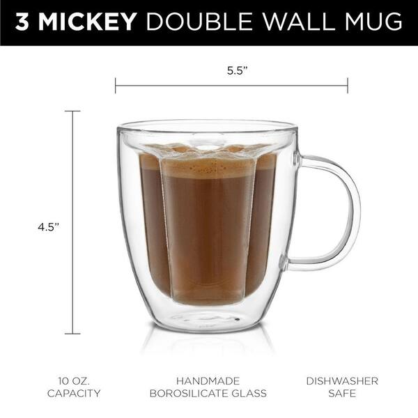 JoyJolt Disney Mickey 3D Double Wall Coffee Tea Mugs - 10 oz - (Set of 2)  JDS10752 - The Home Depot