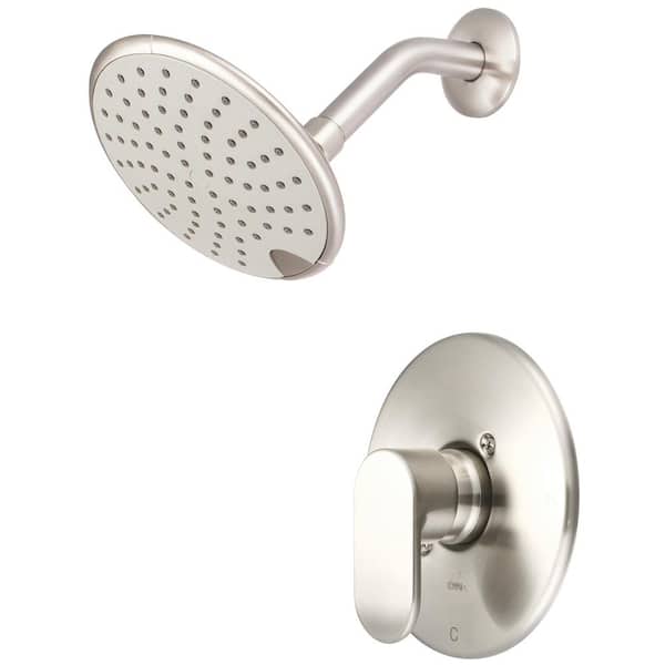 Olympia Faucets i1 1-Handle Wall Mount Shower Faucet Trim Kit in Brushed Nickel with Rain Showerhead (Valve not Included)