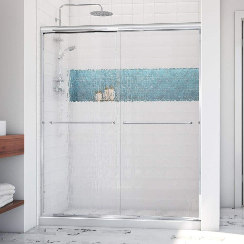 Alliance Pro LT 56 in. - 60 in. x 70-3/8 in. Semi-Frameless Sliding Shower Door in Chrome -  DreamLine, SDAT60W700VTR01