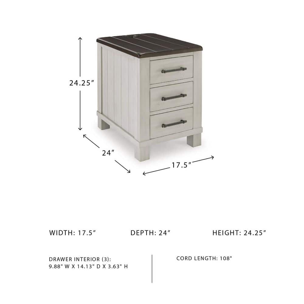 Darborn 18 in. Gray Rectangle Wood End Table with Storage and Drawers - thumbnail 9