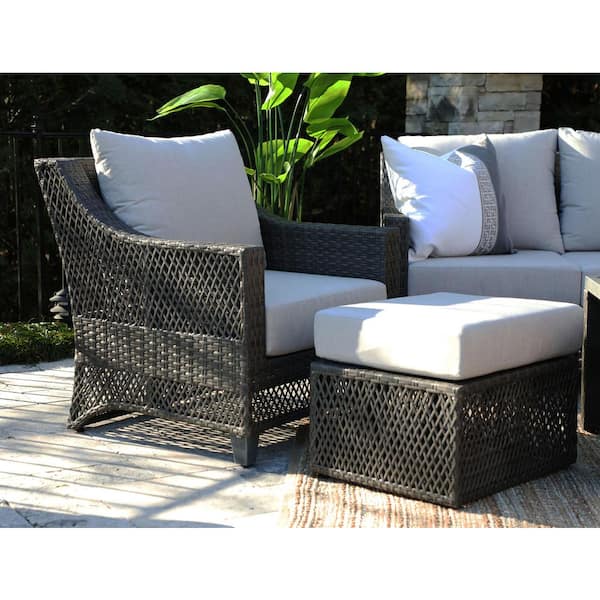 Sunbrella 2pc Outdoor Deep Seat Pillow and Cushion Set Silver Gray