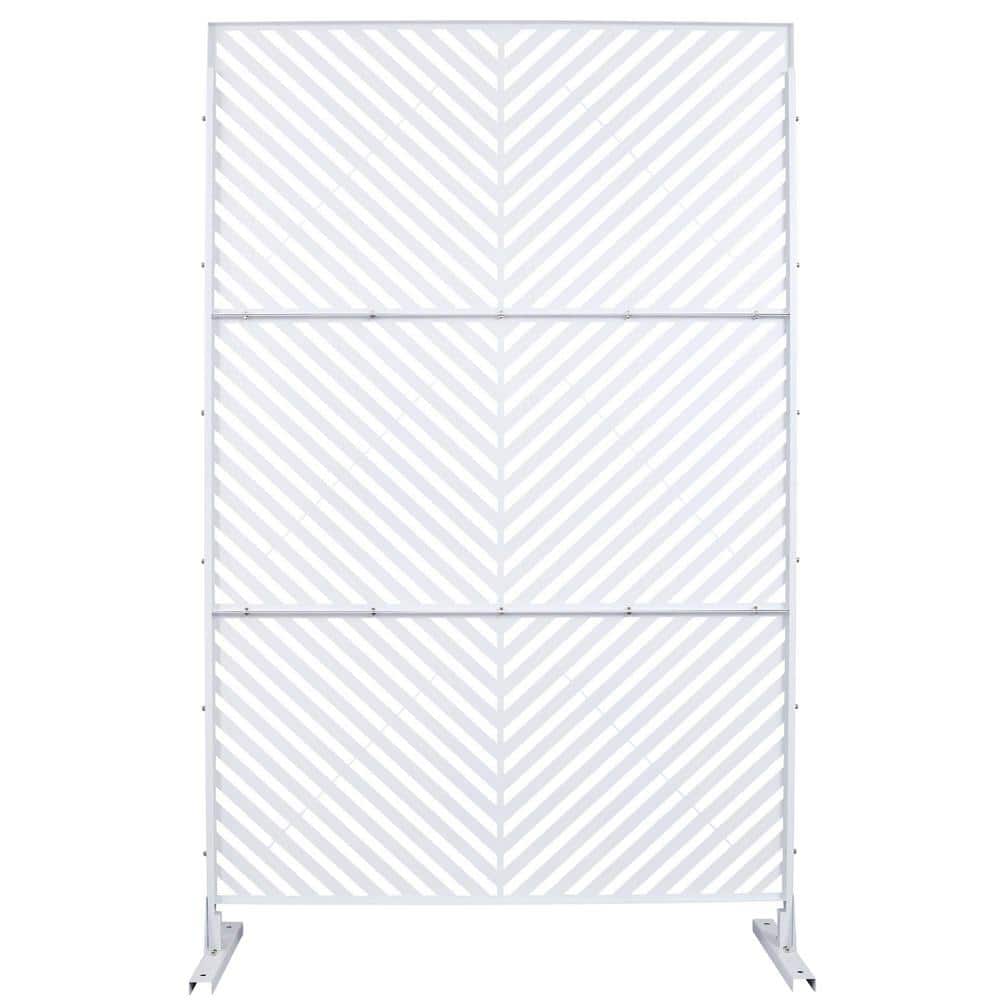 76 in. H x 48 in. W Steel Garden Fence Freestanding Outdoor Privacy Screen in White price history on PriceWatchPro
