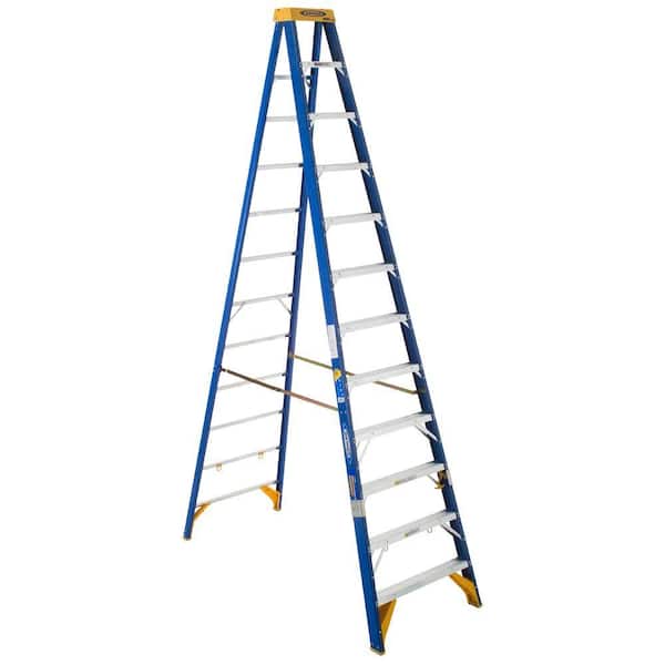 Werner 12 ft. Fiberglass Electricians JobStation Step Ladder with 375 lb. Load Capacity Type IAA Duty Rating