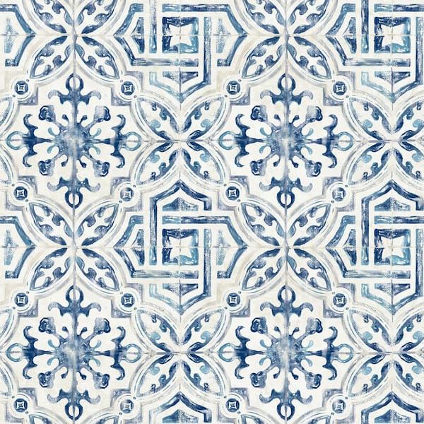NuWallpaper Blue Landondale Peel and Stick Wallpaper Sample