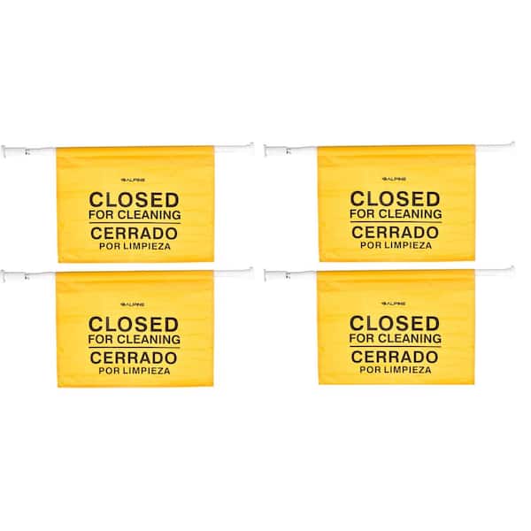 18 in. Safety Wet Floor Hanging Sign with Multi-Lingual Closed for Cleaning Imprint (4-Pack)