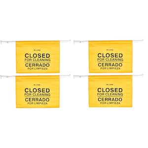18 in. Safety Wet Floor Hanging Sign with Multi-Lingual Closed for Cleaning Imprint (4-Pack)