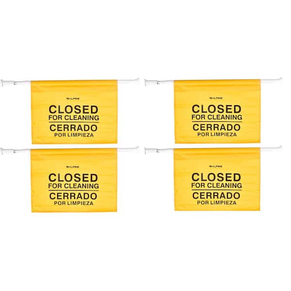 Alpine Industries 18 in. Safety Wet Floor Hanging Sign with Multi-Lingual Closed for Cleaning Imprint (4-Pack)