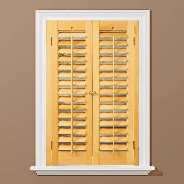 HOME basics Light Teak 2-1/4 in. Plantation Real Wood Interior Shutter 29 to 31 in. W x 24 in. L