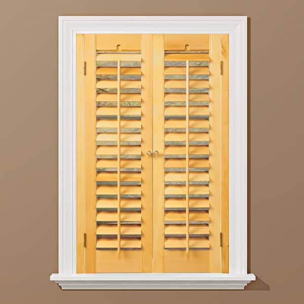 HOME basics Light Teak 2-1/4 in. Plantation Real Wood Interior Shutter 31 to 33 in. W x 24 in. L