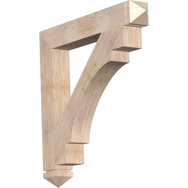 Ekena Millwork 5.5 in. x 42 in. x 42 in. Douglas Fir Merced Arts and Crafts Smooth Bracket