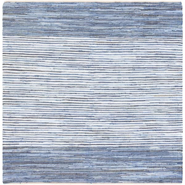 Livabliss Thorburn Bright Blue 8 ft. x 8 ft. Indoor Striped Square Area Rug