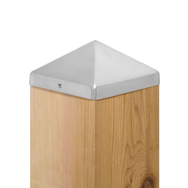 8 in. x 8 in. Stainless Steel Pyramid Slip Over Fence Post Cap