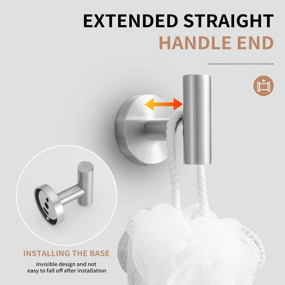 Brushed Nickel Wall Mounted J-Hook Towel Hooks Set of 4