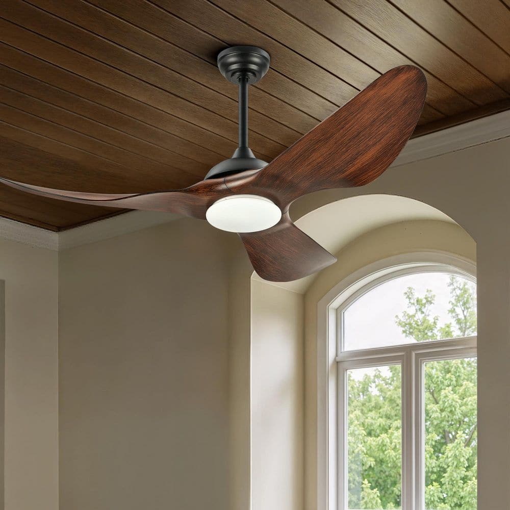 52 in. Outdoor Matte Black Waterproof Ceiling Fan with 3000K-6500K Adjustable White Integrated LED and Remote Control price history on PriceWatchPro