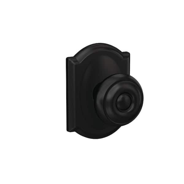 Schlage Custom Georgian Matte Black Camelot Trim Dummy  Door Knob (2-pack)