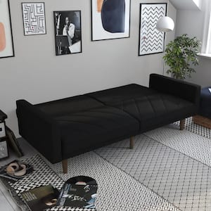 Paige Black Linen Upholstered Futon