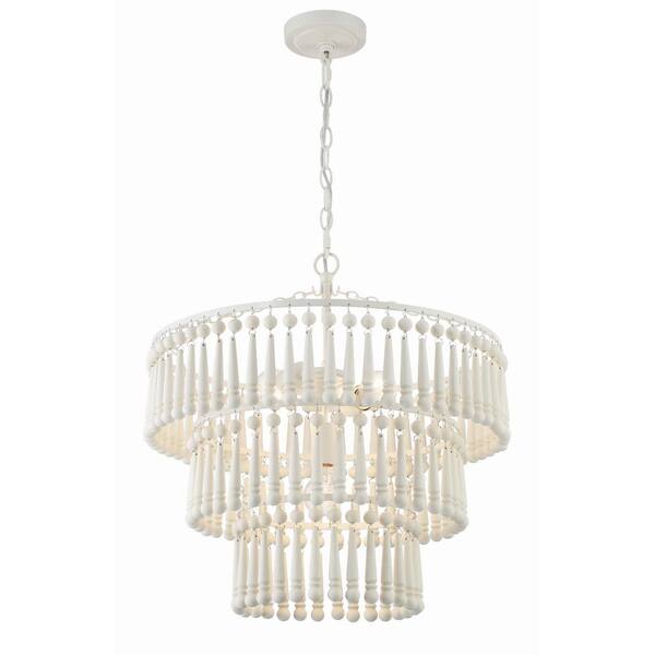 Crystorama Tiana 3-Light Matte White Tiered Pendant Light TIA-7103