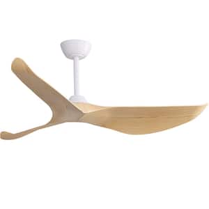 Blade Span 52 in. Indoor/Outdoor Oak Modern Ceiling Fan with Remote Included for Bedroom or Living Room