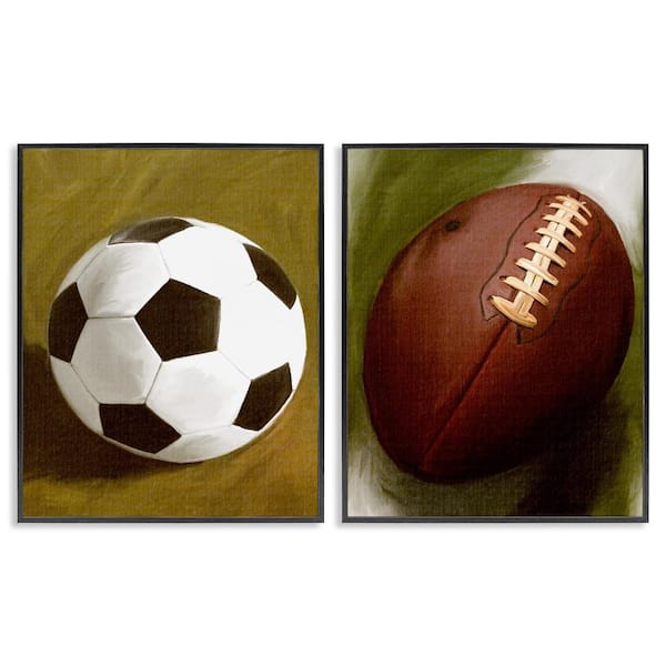 Soccer and Football Traditional by Regina Moore 2 Pieces Black Framed Sports Giclee Art Print 14 in. x 11 in.