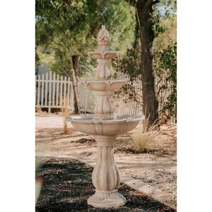 51 in. 3-Tier Freestanding Waterfall Fountain, Outdoor Garden, Yard, Lawn, Porch Decor, Tall, Beige