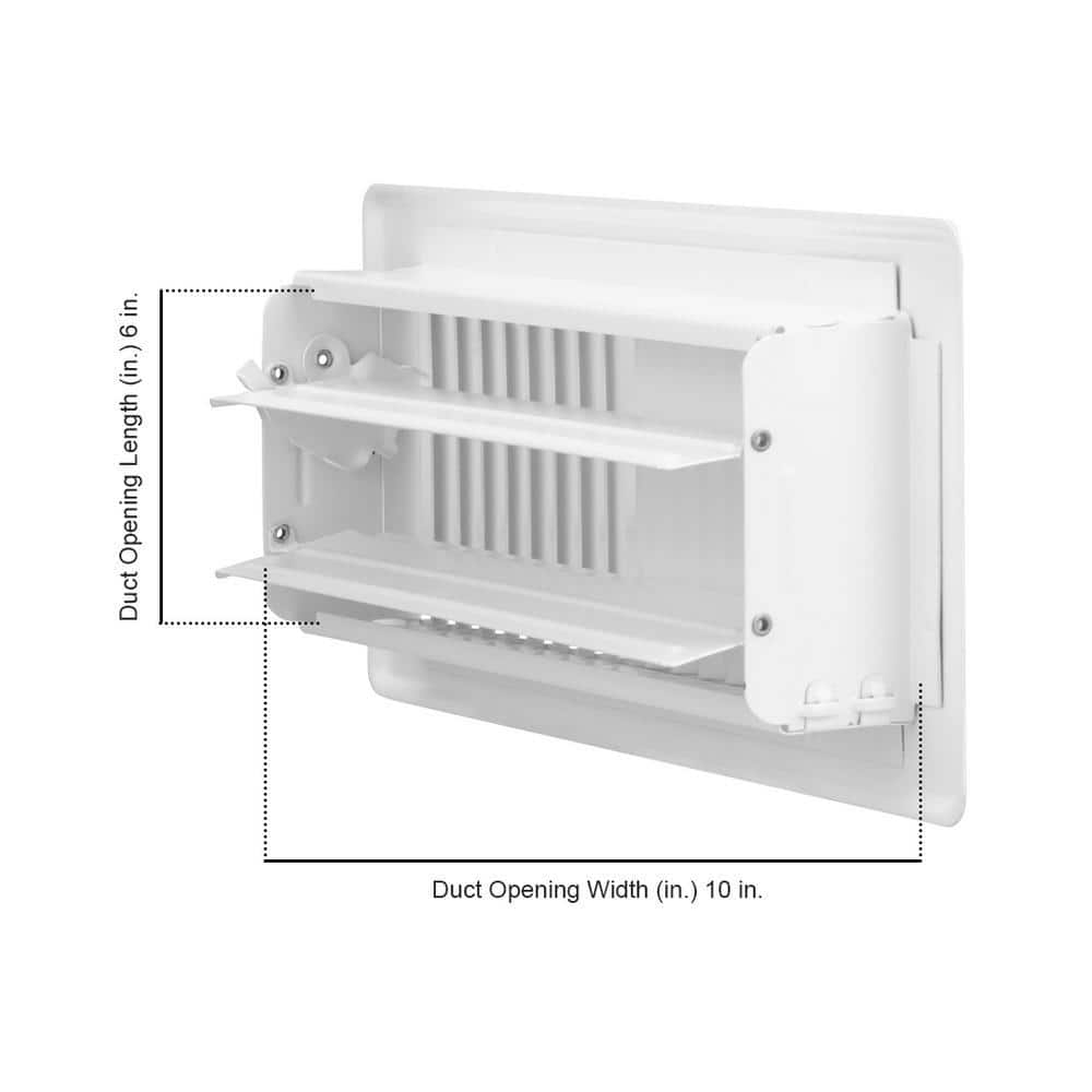 6 in. x 10 in. White Steel 2-Way Floor Register