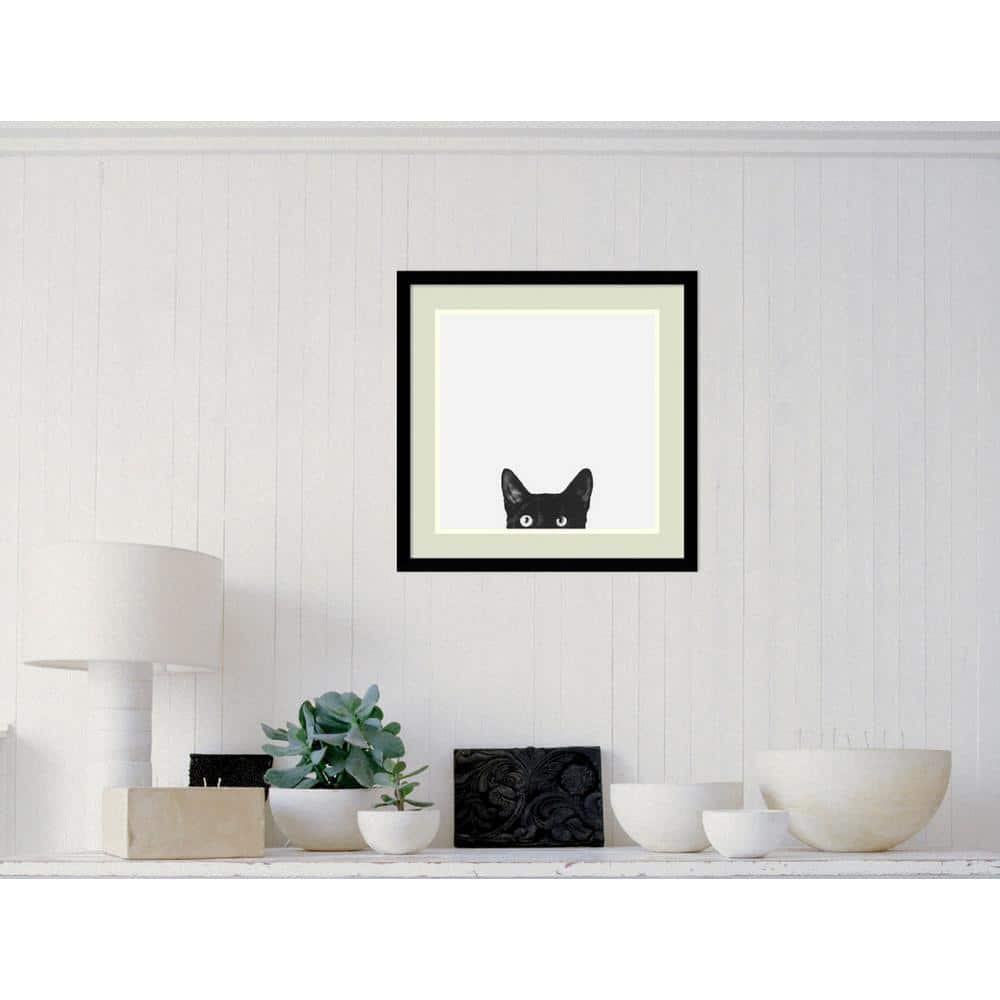 20 in. W x 20 in. H Curiosity (Cat) by Jon Bertelli Framed Art Print