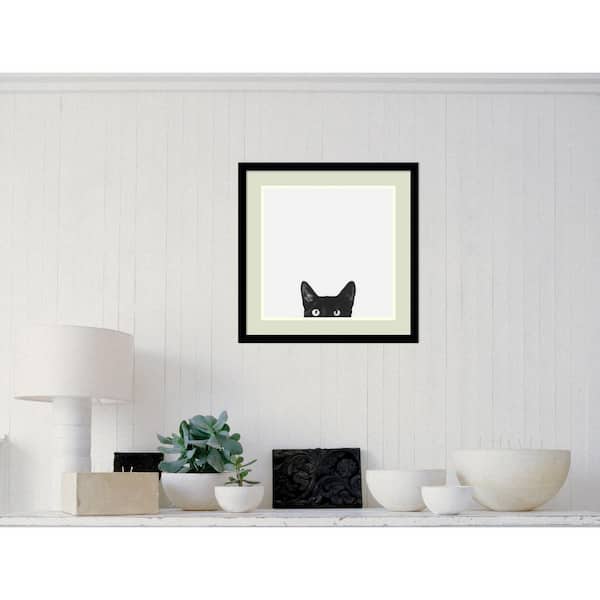 Amanti Art 20 in. W x 20 in. H "Curiosity (Cat)" by Jon Bertelli Framed Art Print