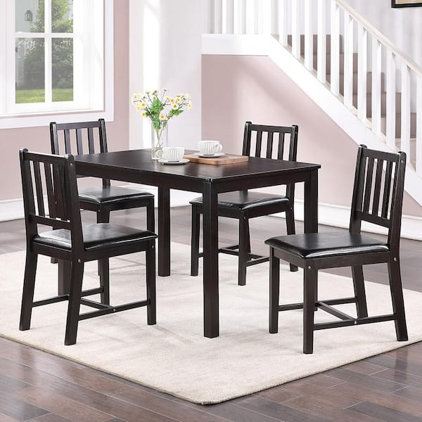 Lnc Rubber Wood Rustic Brown Rectangle, Rustic Modern Dining Room Table And Chairs