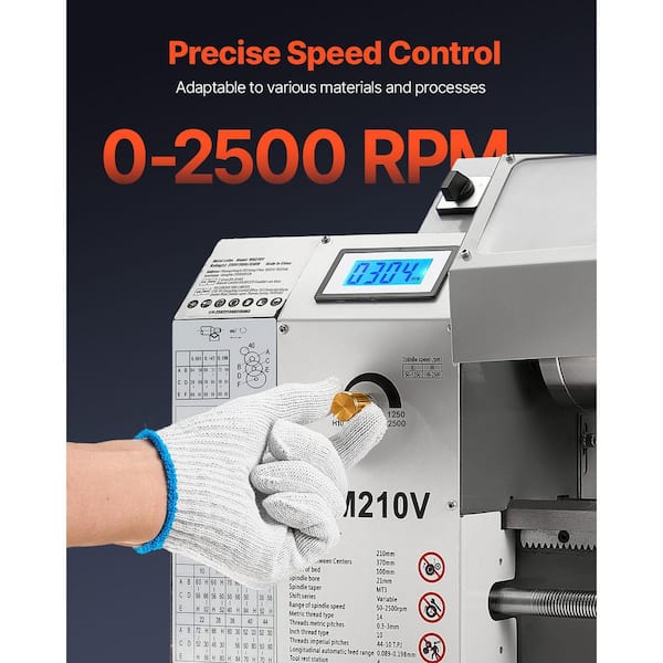 SKYSHALO Metal Lathe 8 x 16 in. 550W Benchtop Lathe Machine 0-2500