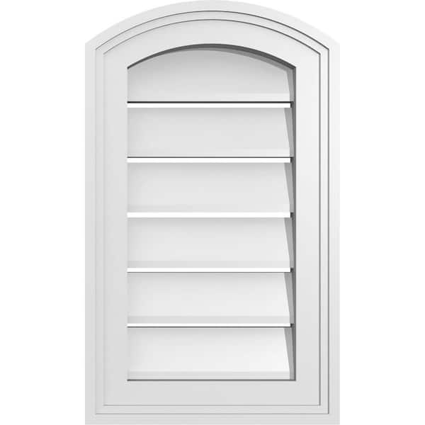 Ekena Millwork 12" x 18" Arch Top Surface Mount PVC Gable Vent: Non-Functional with Brickmould Frame