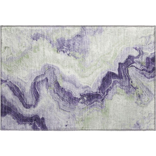 Mayfield Premium Machine Washable Abstract AMF1862 Lavender 2 ft. x 3 ft. Area Rug