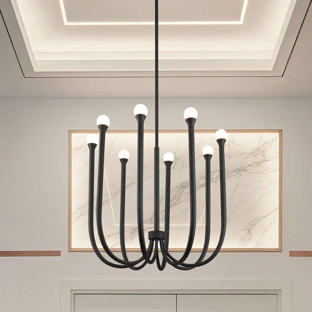 Dahlia 28-inch 8-light Plaster Black Chandelier with Opal Glass Shades price history on PriceWatchPro
