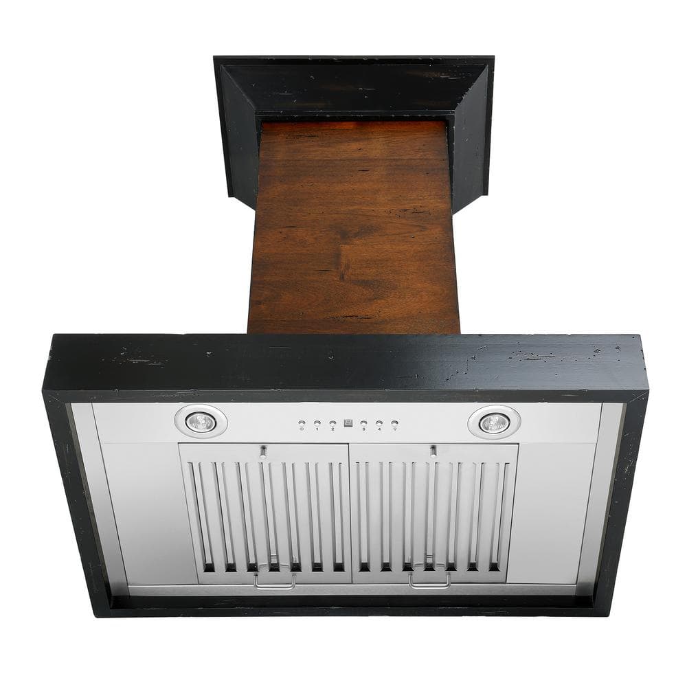 30" Walnut and Black Convertible Wall Mount Range Hood
