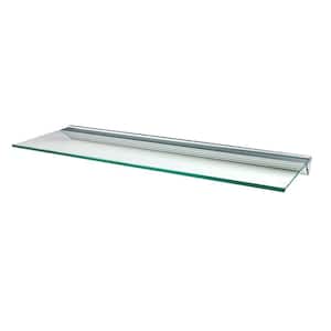 Glacier 48 in. W x 12 in. D Clear Glass Shelf with Silver Bracket Decorative Shelf Kit