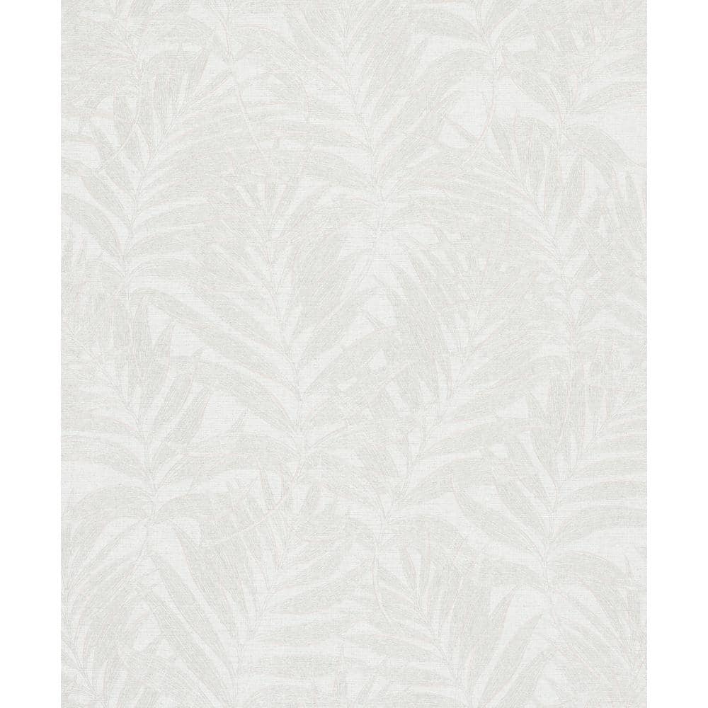 Hotel Collection White Botanical Palm Leaf Glitter Finish Non-Pasted Non-Wo