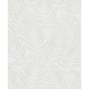 Hotel Collection White Botanical Palm Leaf Glitter Finish Non-Pasted Non-Woven Wallpaper Roll