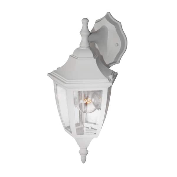 Designers Fountain - Waterbury White 1-Light Outdoor Line Voltage Hardwired Porch Light Wall Sconce with No Bulb Included