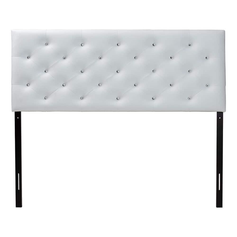 Viviana White Faux Leather Tufted Full Headboard