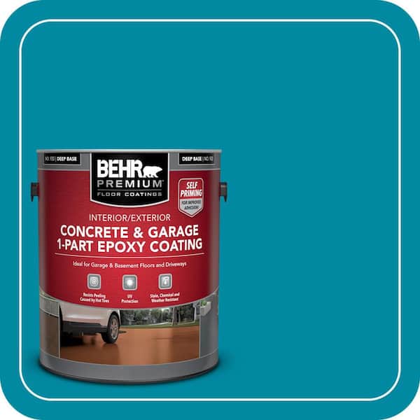 1 gal. #P480-6 Aruba Blue Self-Priming 1-Part Epoxy Satin Interior/Exterior Concrete and Garage Floor Paint