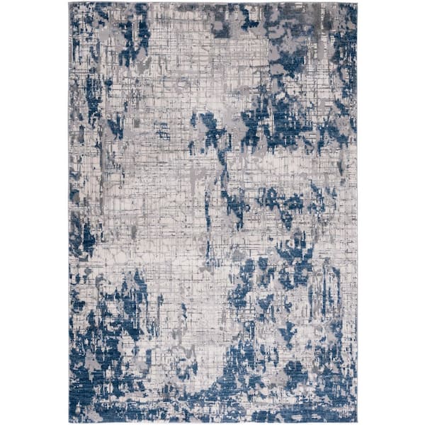 Meadow 7 ft. x 9 ft. Ivory Gray/Blue Abstract Area Rug