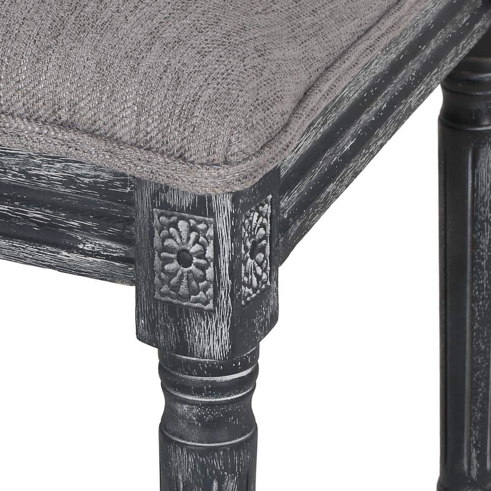Gray Upholstered Rubberwood High Back Dining Chairs, Set of 6