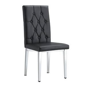 Modern Black PU Leather Seat Dining Chairs Set of 2 for Kitchen, Living, Dining Room